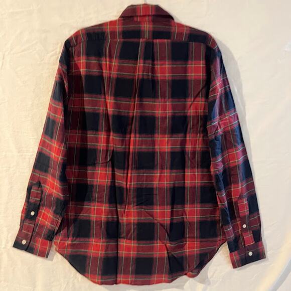 VTG NWT 90s Ralph Lauren Shirt Classic Fit Red Black Plaid Button Down Size M - Picture 2 of 4